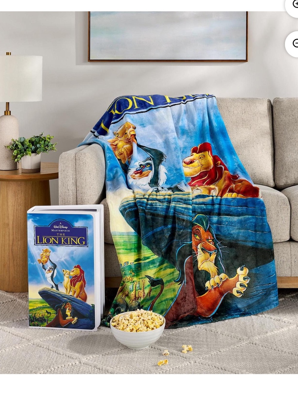 Disney The Lion King Multicolor Plush Throw Blanket – in VHS Tape Box!